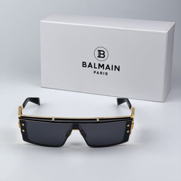 Balmain WONDER BOY-III BPS-127A Women BRAND NEW Sunglasses Titanium Gold Shield - Picture 2 of 14